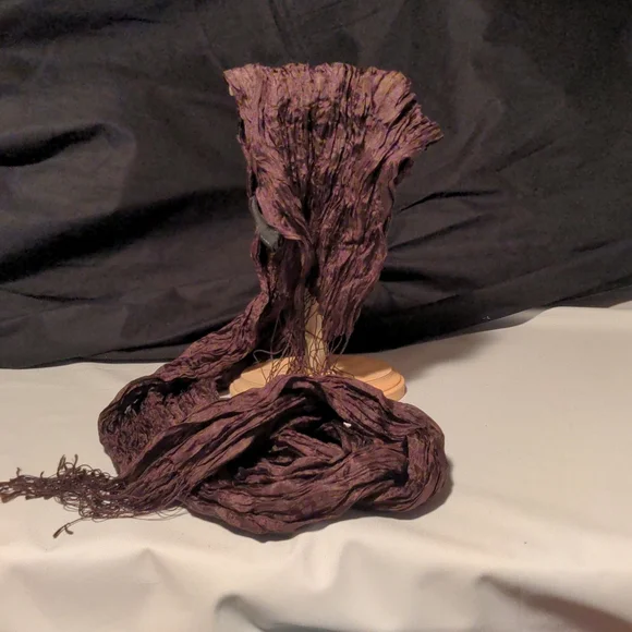 New York & Company 100% Silk 72" Mocha Mousse Crinkle Scandi Scarf 🔥HP 11-19-24 - Picture 1 of 8